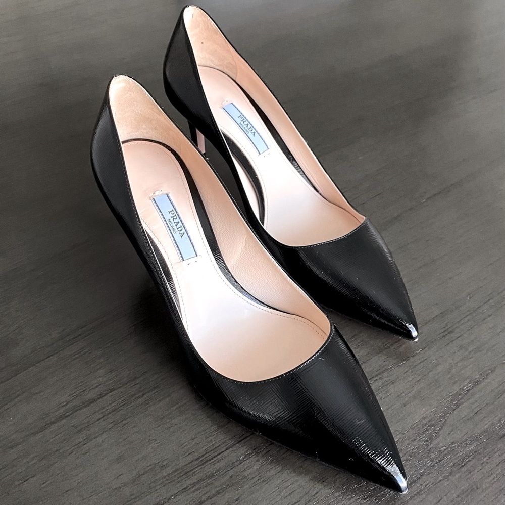 NEW Black Leather PRADA shoes | Prada Saffiano Leather Pointed Toe Pumps